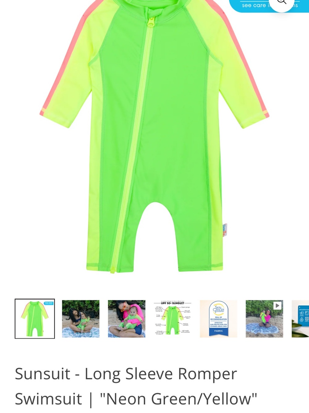 Neon Green and Bright Yellow Kids One-Piece Footies with Full Zip - Picture 6 of 7